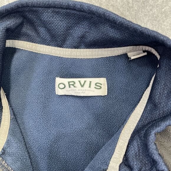 ORVIS Mens Medium M Bonded Mesh Fleece Full Zip Jacket Blue Gray Textured READ - Picture 3 of 10